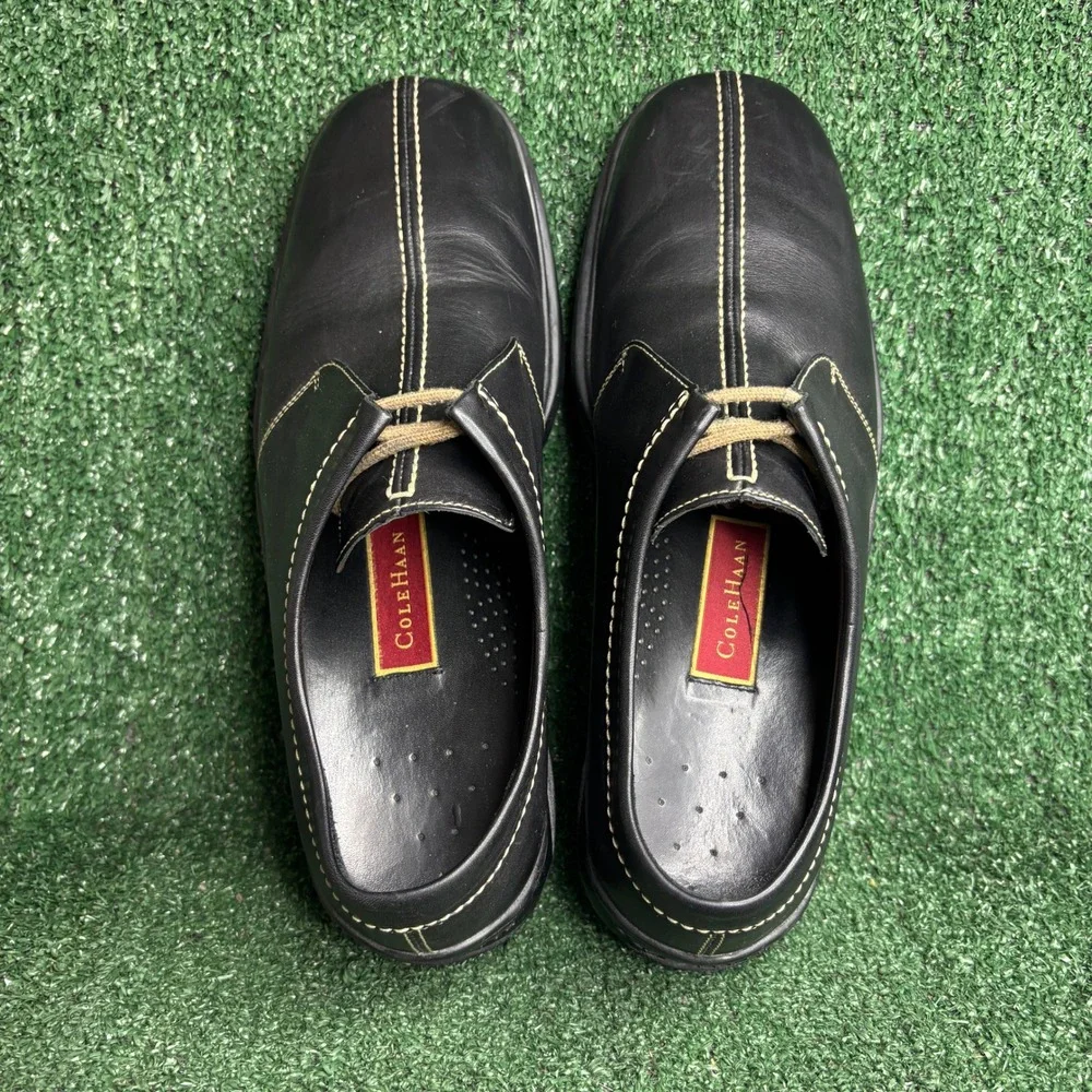Cole Haan Leather Contrast Stitch Comfort Loafer Dress Shoe Black Mens Size 12 M